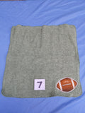 Sage green embellished washcloth with football, reinforced hem