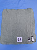 Stormy sky gray handcrafted embellished washcloth with chess pieces appliqué, reinforced hem