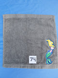 Stormy sky gray handcrafted embellished washcloth with mermaid appliqué, reinforced hem