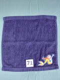 Dark blue handcrafted embellished washcloth with mermaid appliqué, reinforced hem