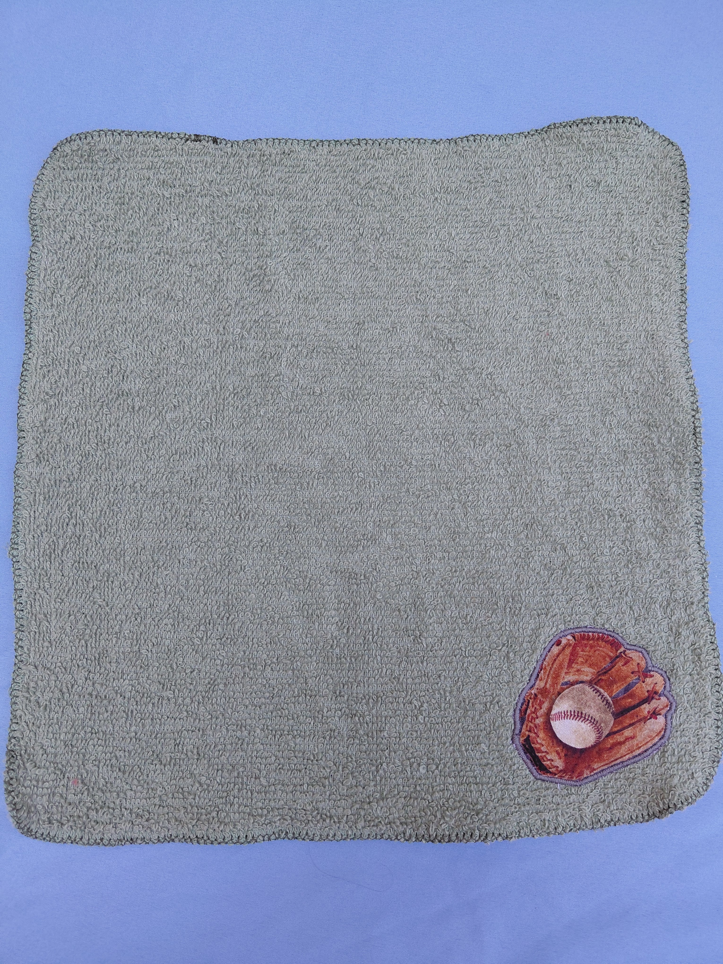 Sage Green Embellished Washcloth – Baseball Glove & Baseball