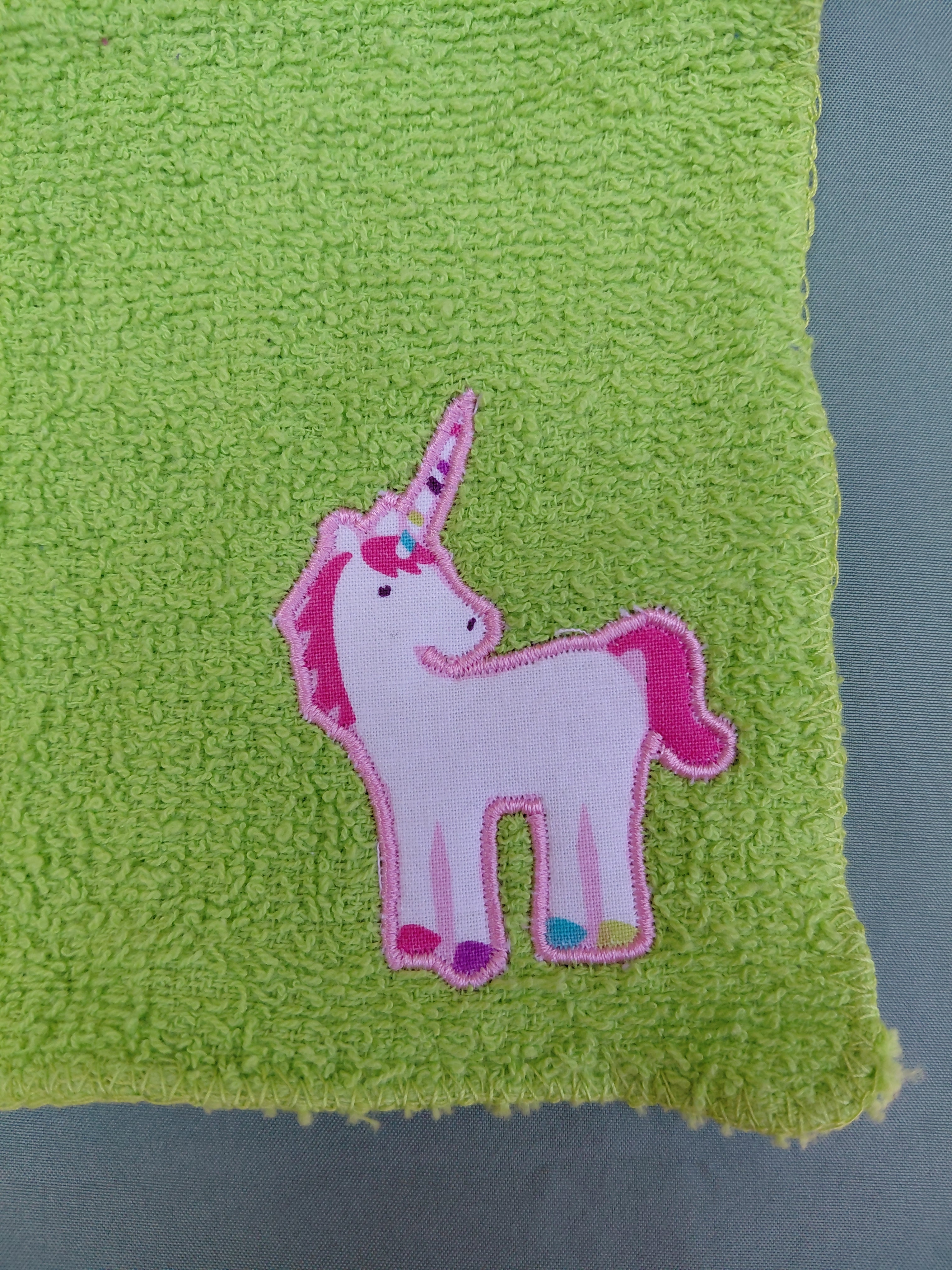 Lime Green Embellished Washcloth – Unicorn