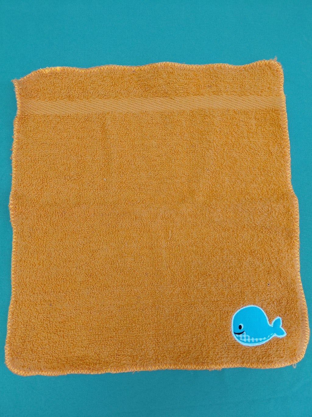 Bright Orange Embellished Washcloth – Whale