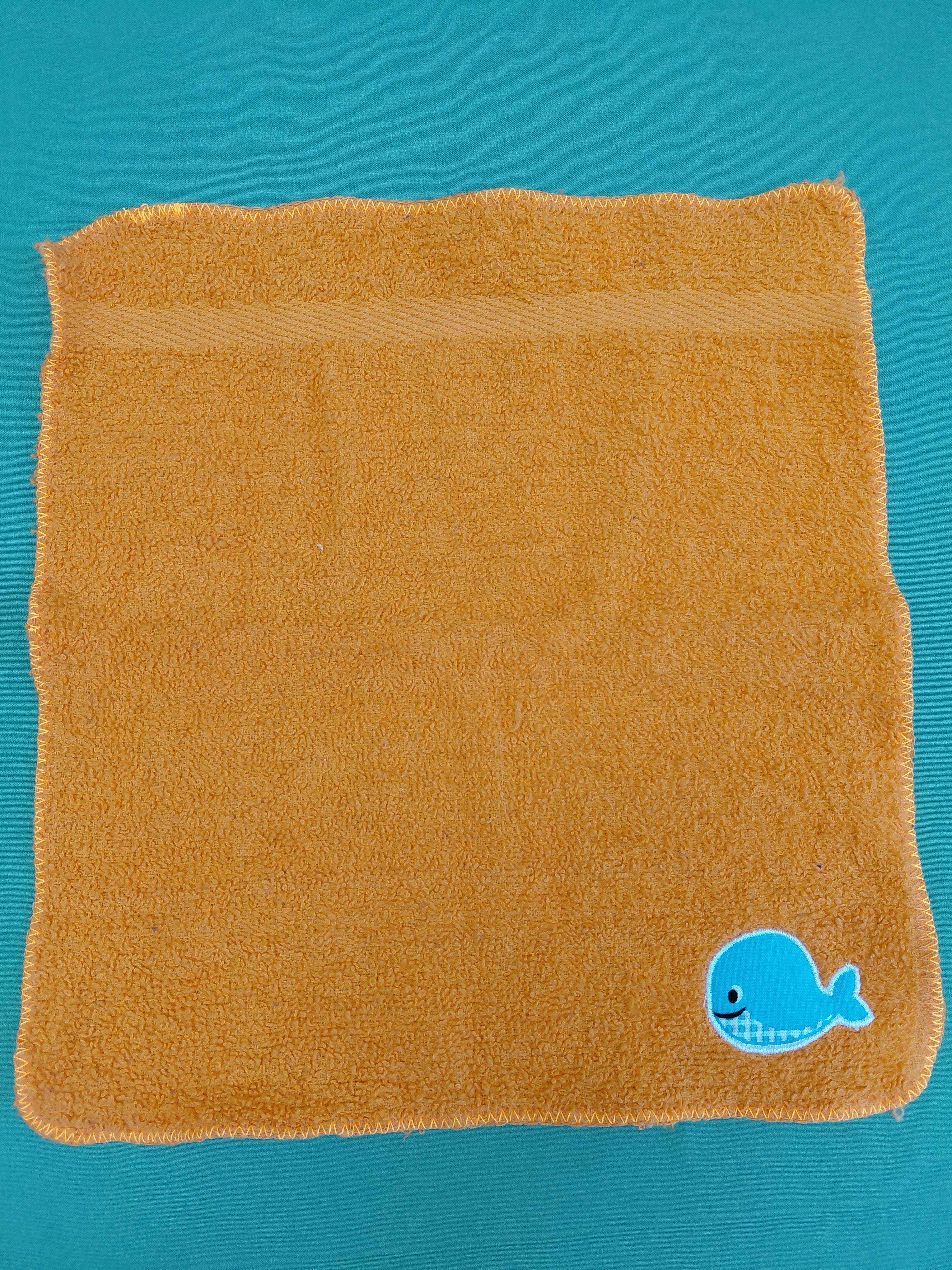 Bright Orange Embellished Washcloth – Whale