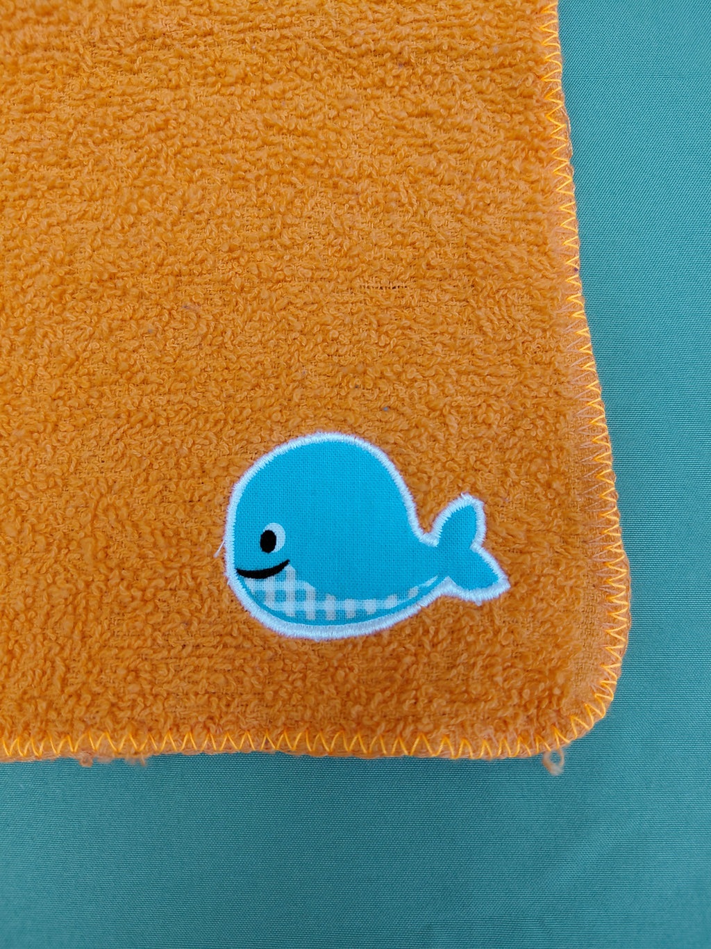 Bright Orange Embellished Washcloth – Whale