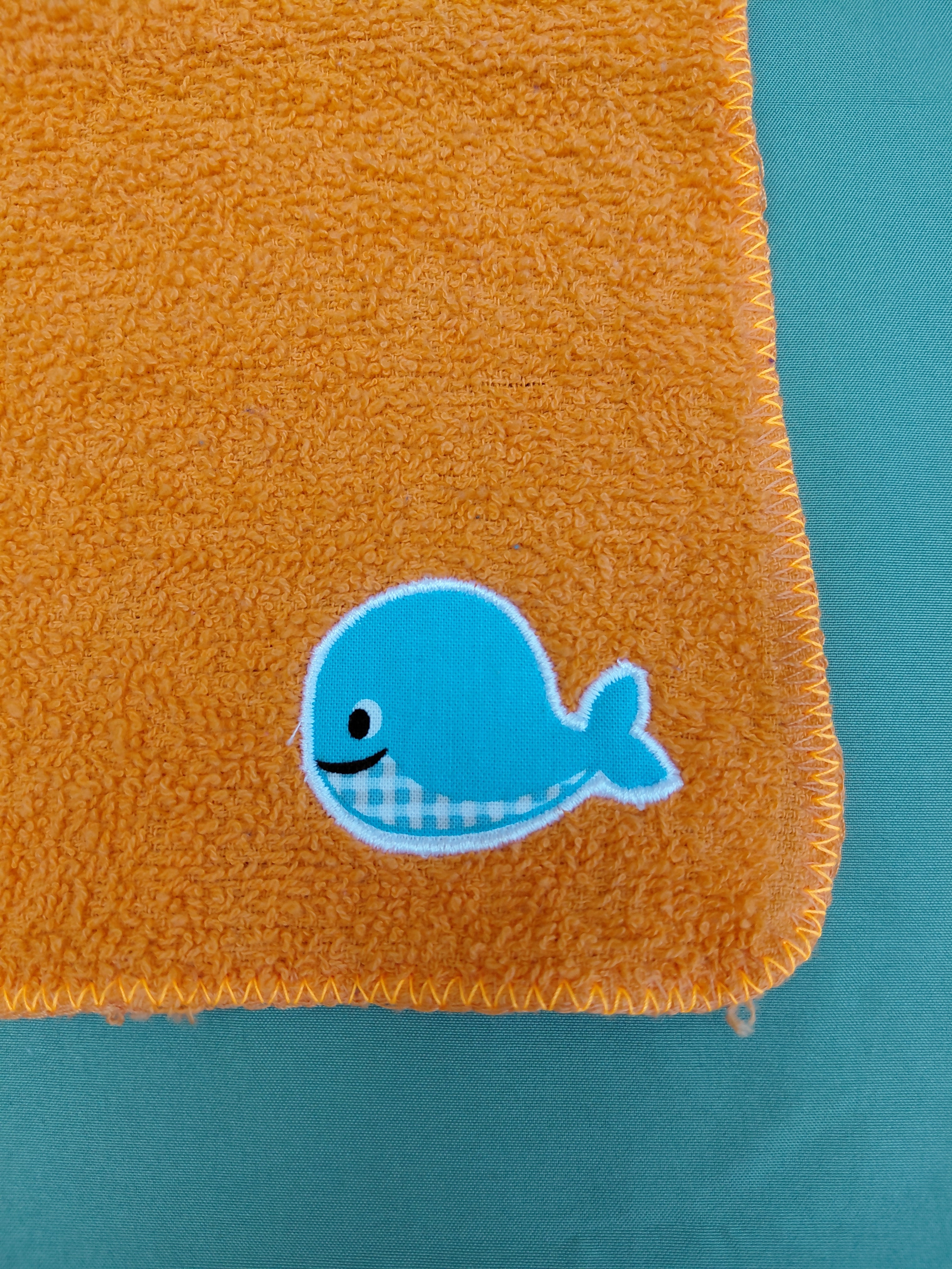 Bright Orange Embellished Washcloth – Whale