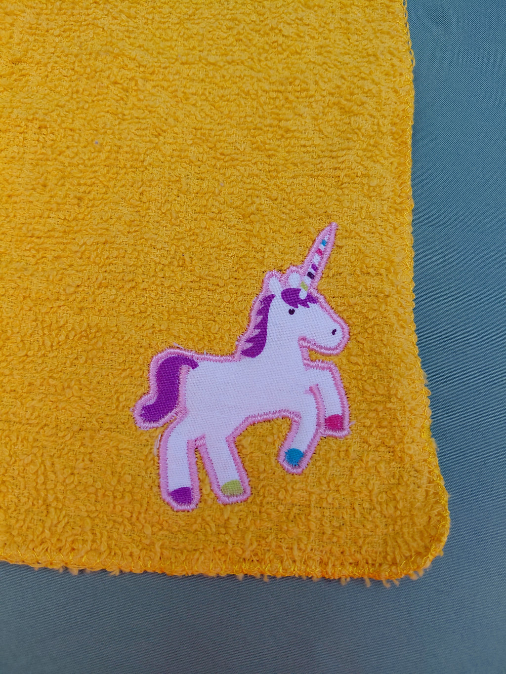 Golden Yellow Embellished Washcloth – Unicorn