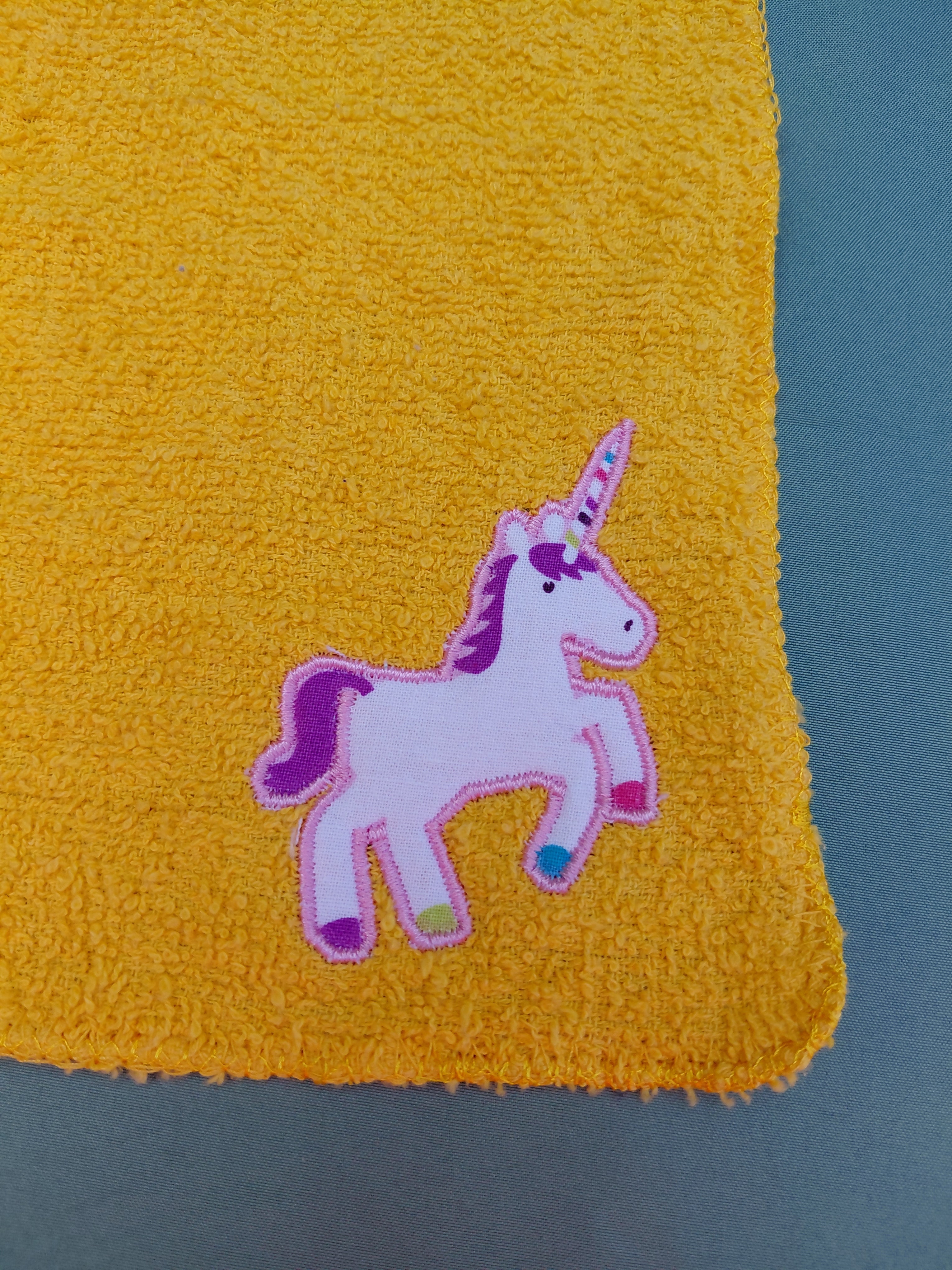 Golden Yellow Embellished Washcloth – Unicorn