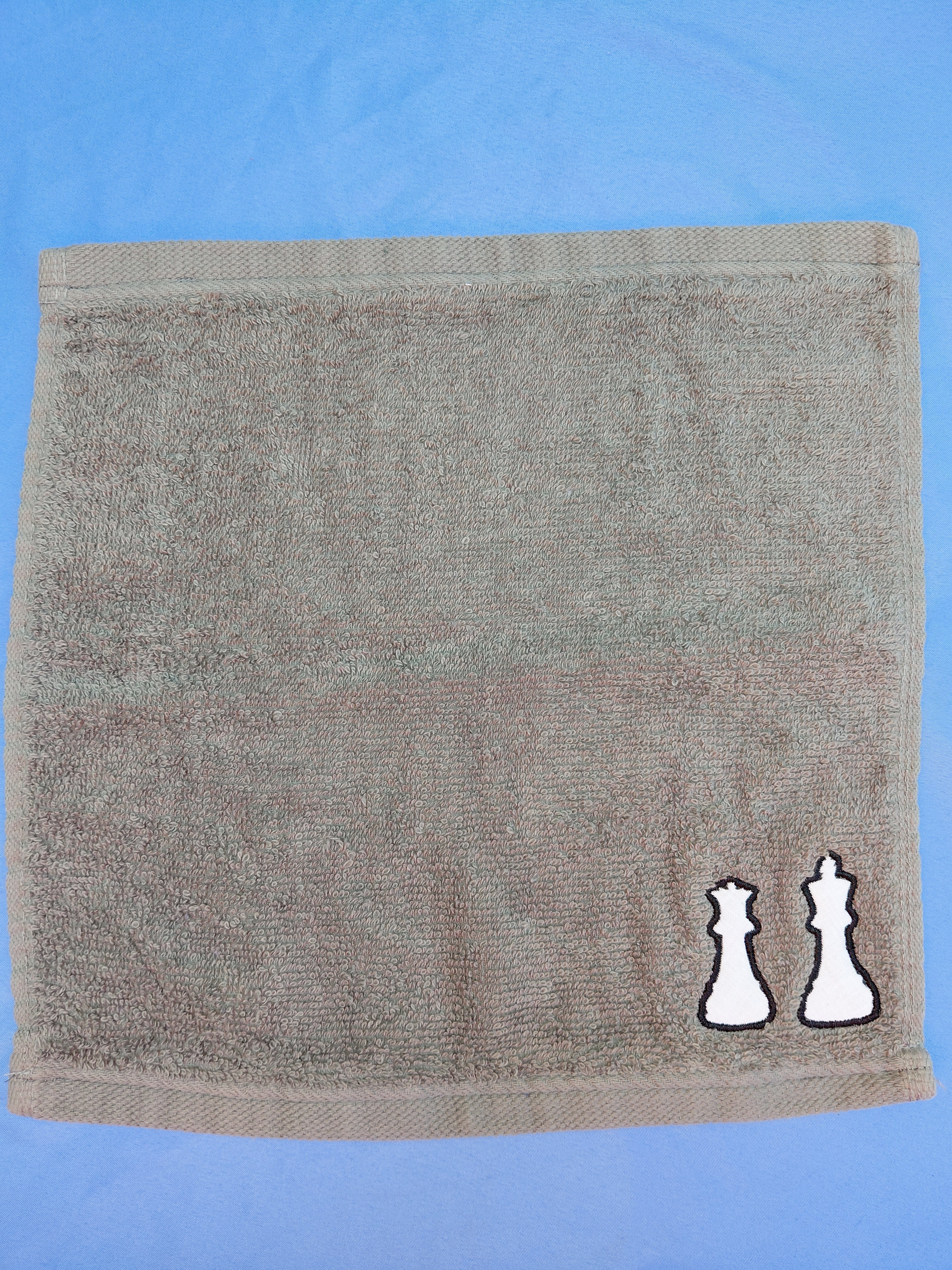 Stormy Sky Gray Embellished Washcloth – Two Chess Pieces