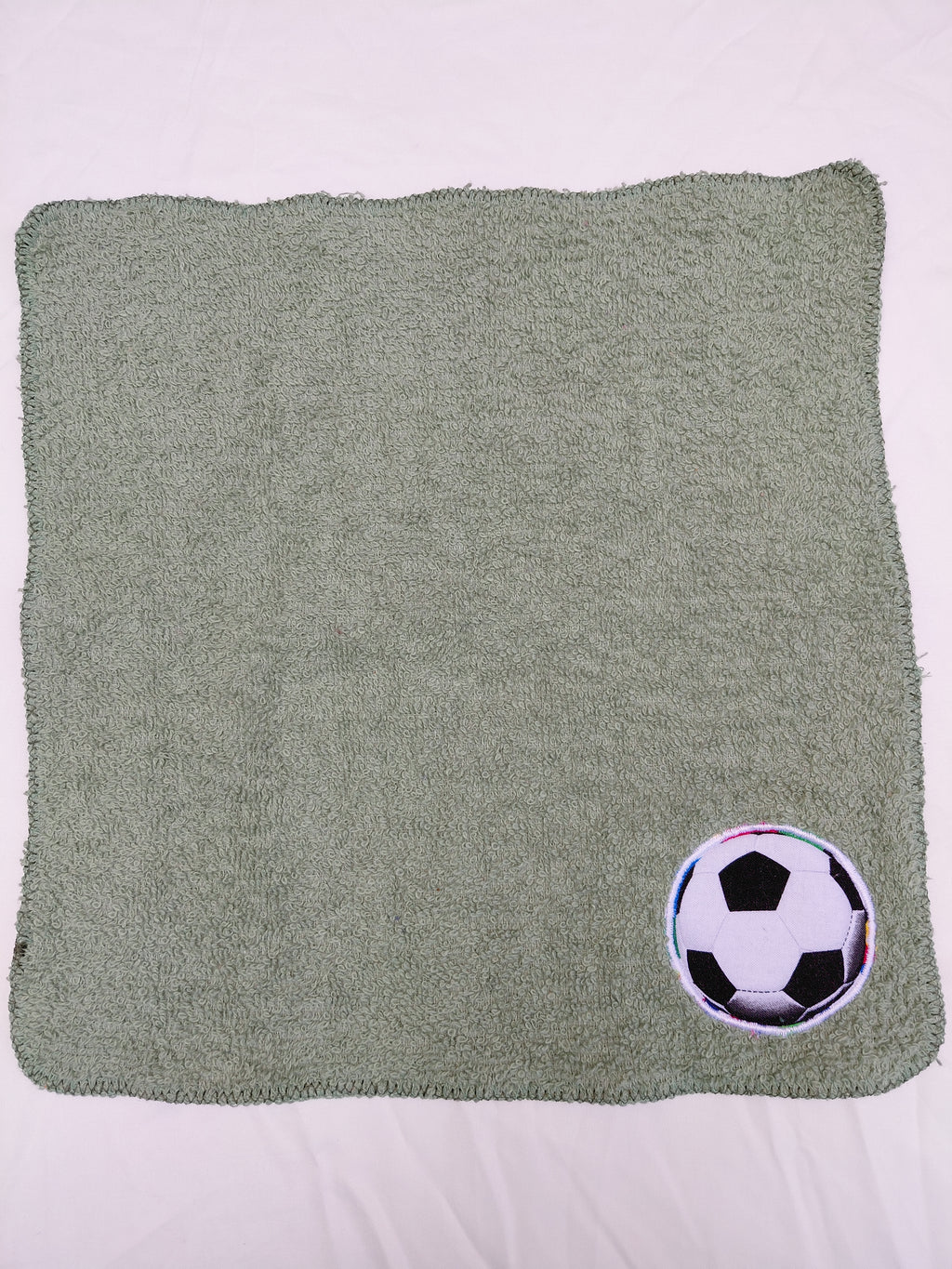 Soccer Gift for Players – Handcrafted Sage Green Washcloth, Unique Gift for Soccer Fans & Coaches, Handmade Bath Accessory