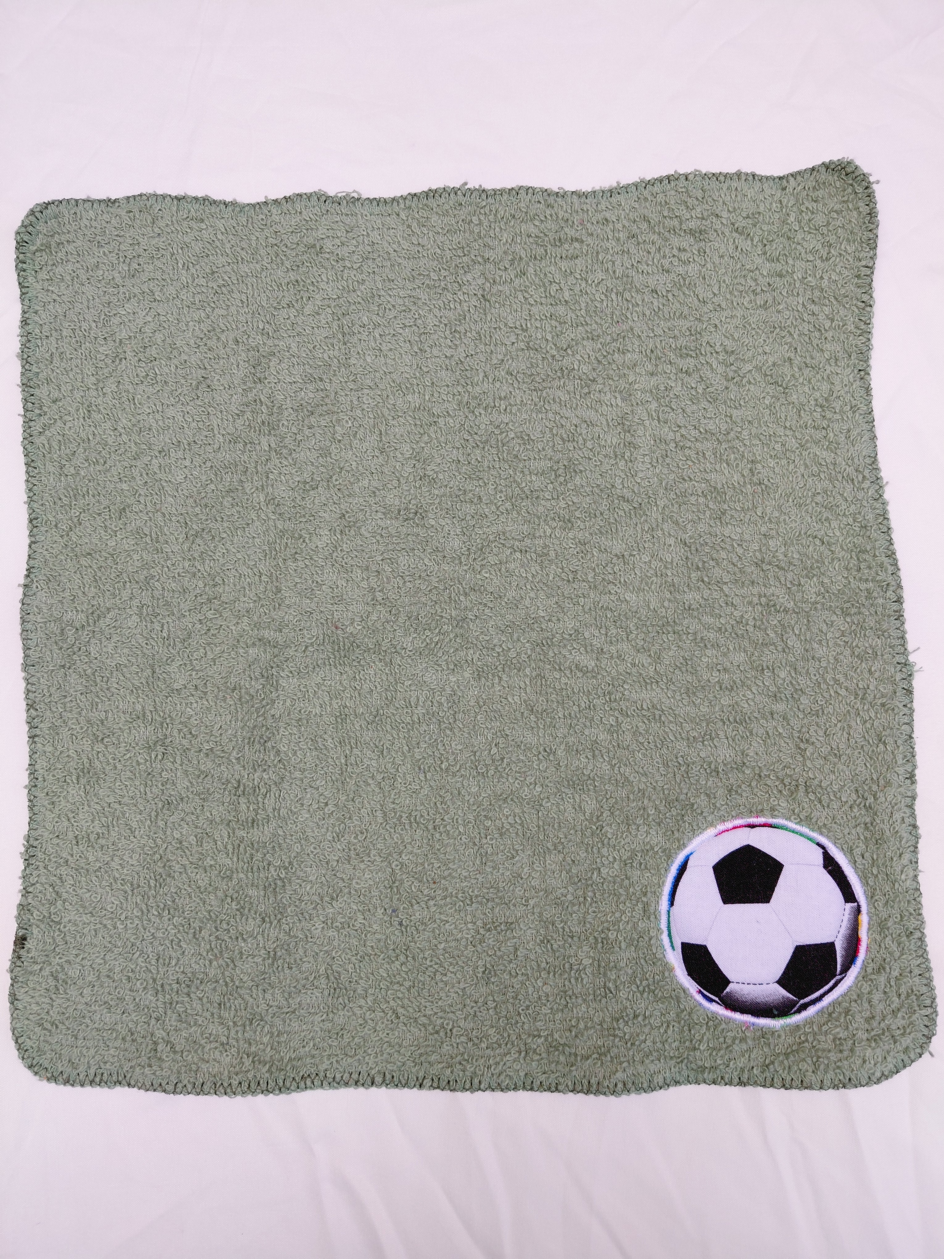 Soccer Gift for Players – Handcrafted Sage Green Washcloth, Unique Gift for Soccer Fans & Coaches, Handmade Bath Accessory