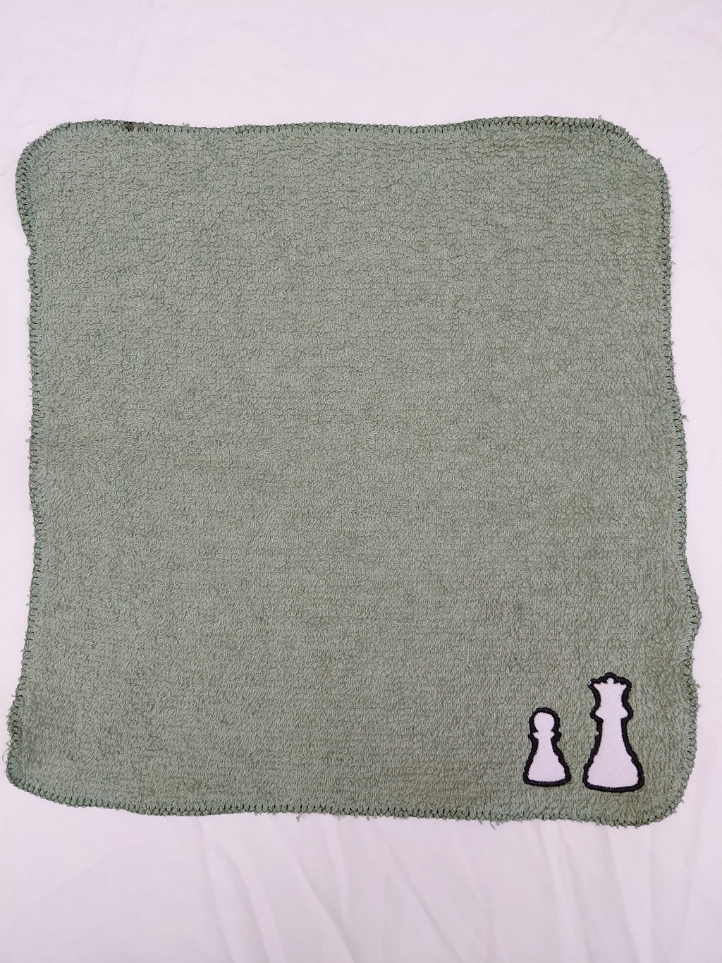 Chess Gift for Players – Handcrafted Sage Green Washcloth, Unique Gift for Chess Lovers, Handmade Bath Accessory