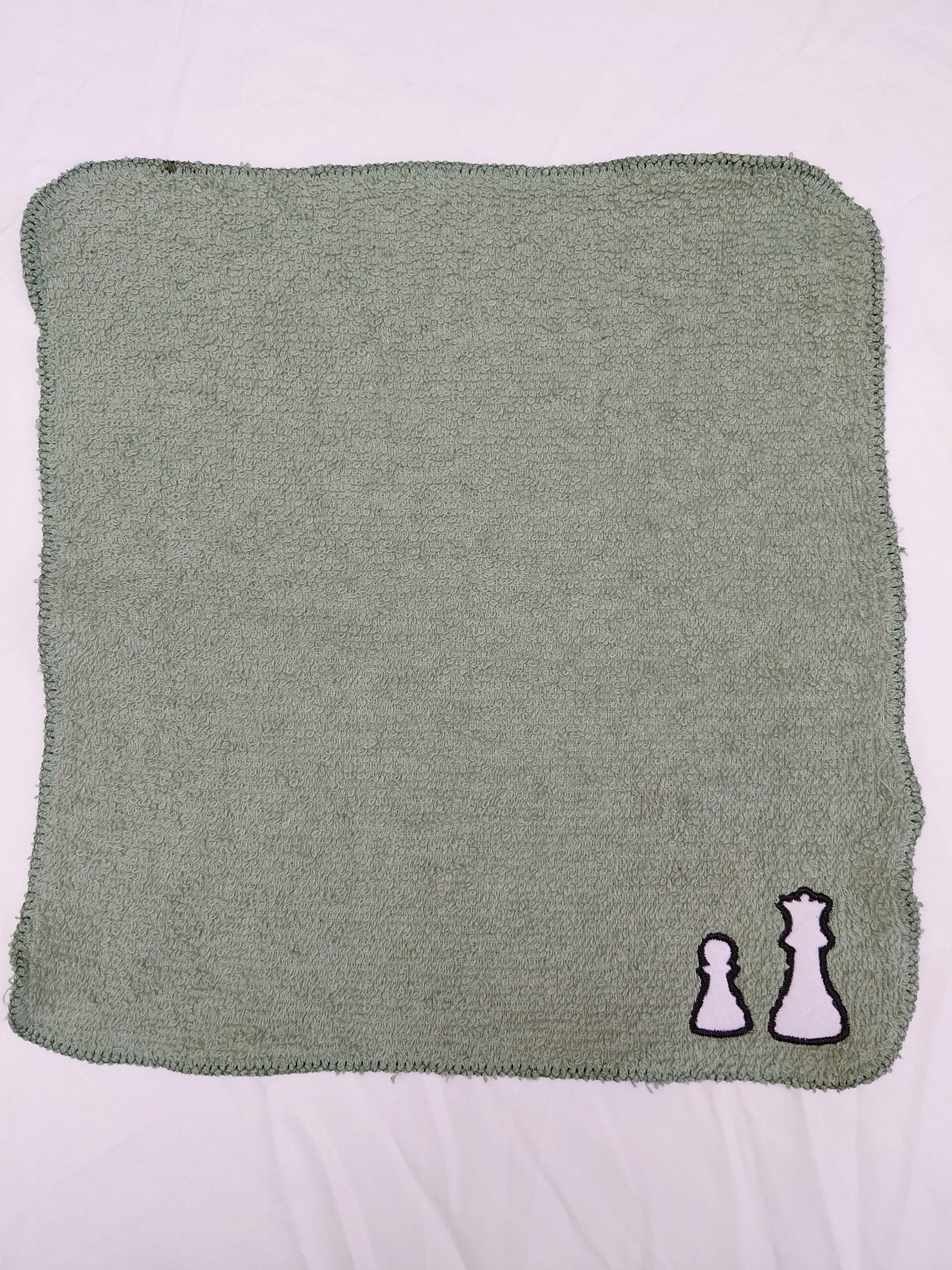 Chess Gift for Players – Handcrafted Sage Green Washcloth, Unique Gift for Chess Lovers, Handmade Bath Accessory