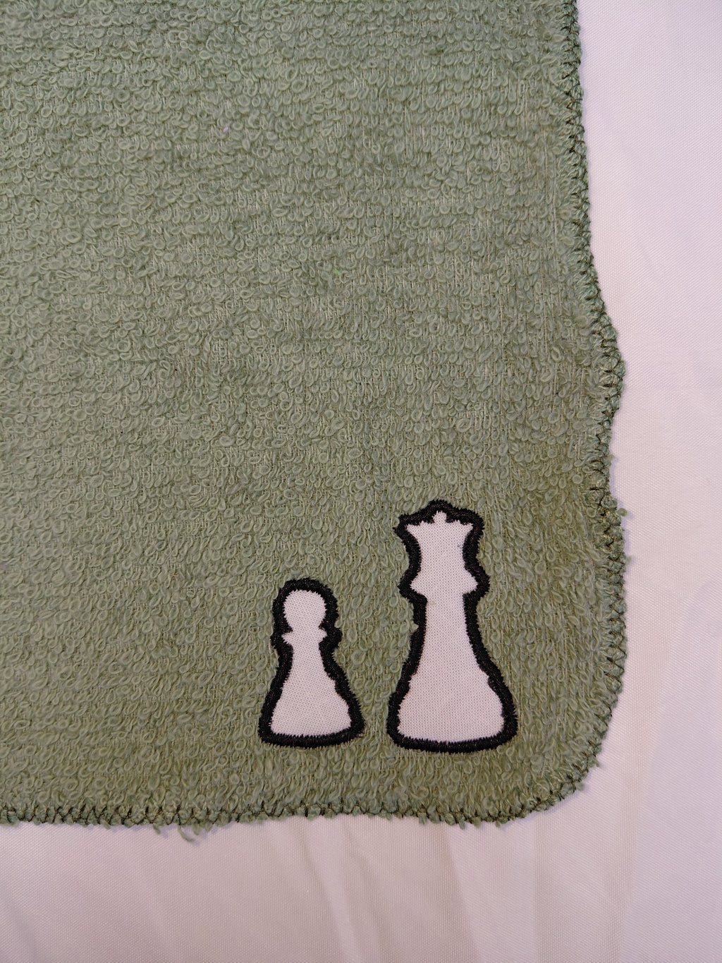 Chess Gift for Players – Handcrafted Sage Green Washcloth, Unique Gift for Chess Lovers, Handmade Bath Accessory