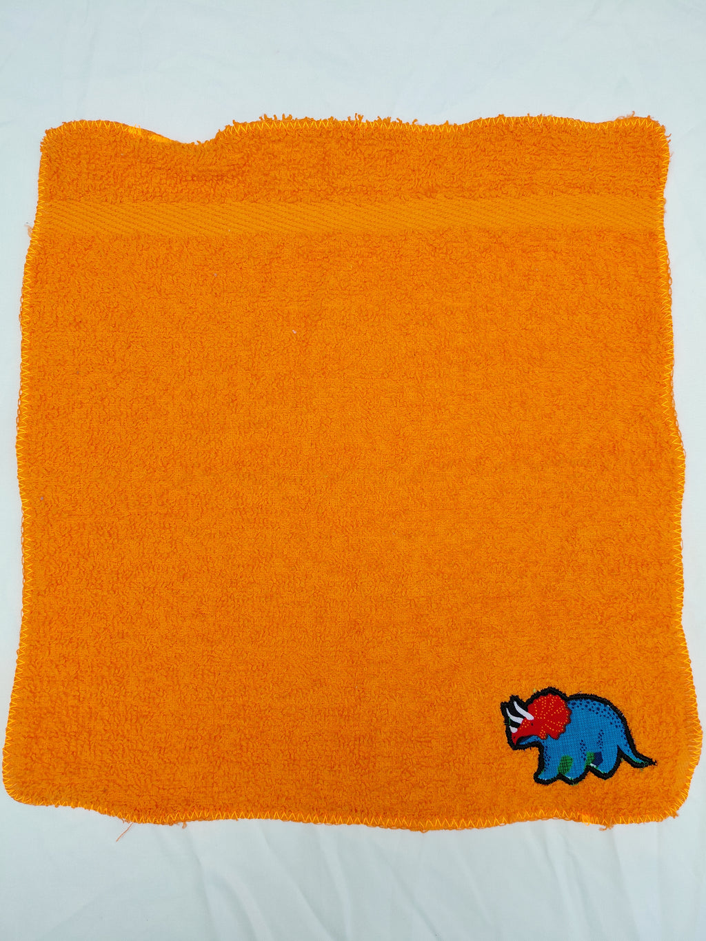 Dinosaur Gift for Kids – Handcrafted Bright Orange Washcloth, Unique Birthday Gift for Boys, Handmade Kids Bath Accessory