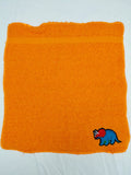 Dinosaur Gift for Kids – Handcrafted Bright Orange Washcloth, Unique Birthday Gift for Boys, Handmade Kids Bath Accessory