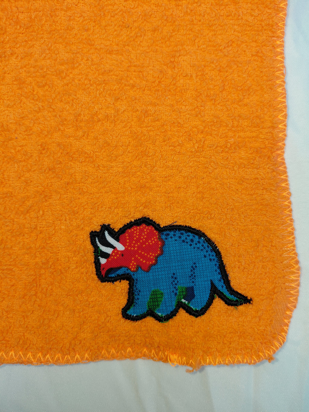 Dinosaur Gift for Kids – Handcrafted Bright Orange Washcloth, Unique Birthday Gift for Boys, Handmade Kids Bath Accessory