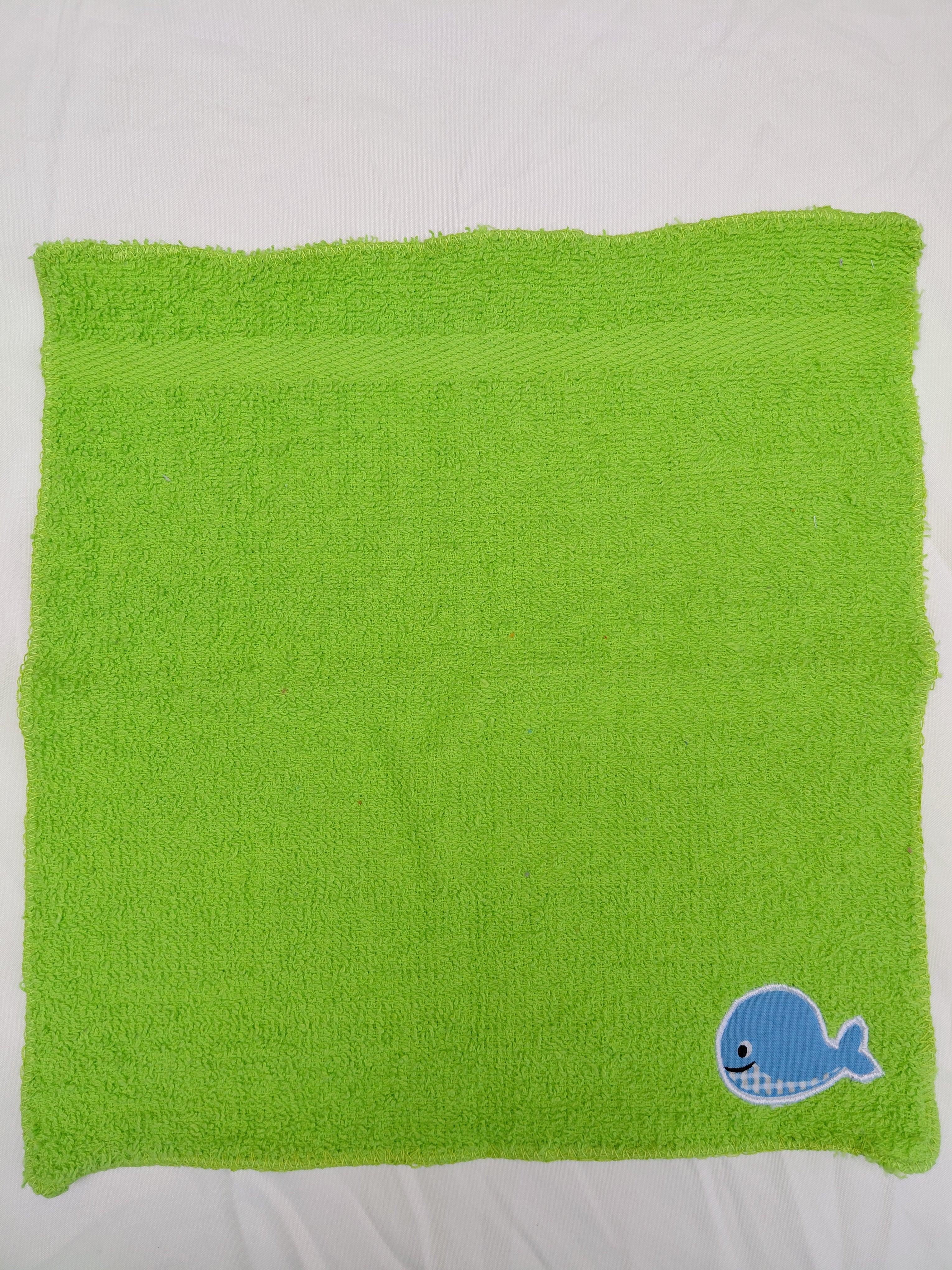 Whale Gift for Kids – Handcrafted Lime Green Washcloth, Unique Beach Gift for Ocean Lovers, Handmade Bath Accessory