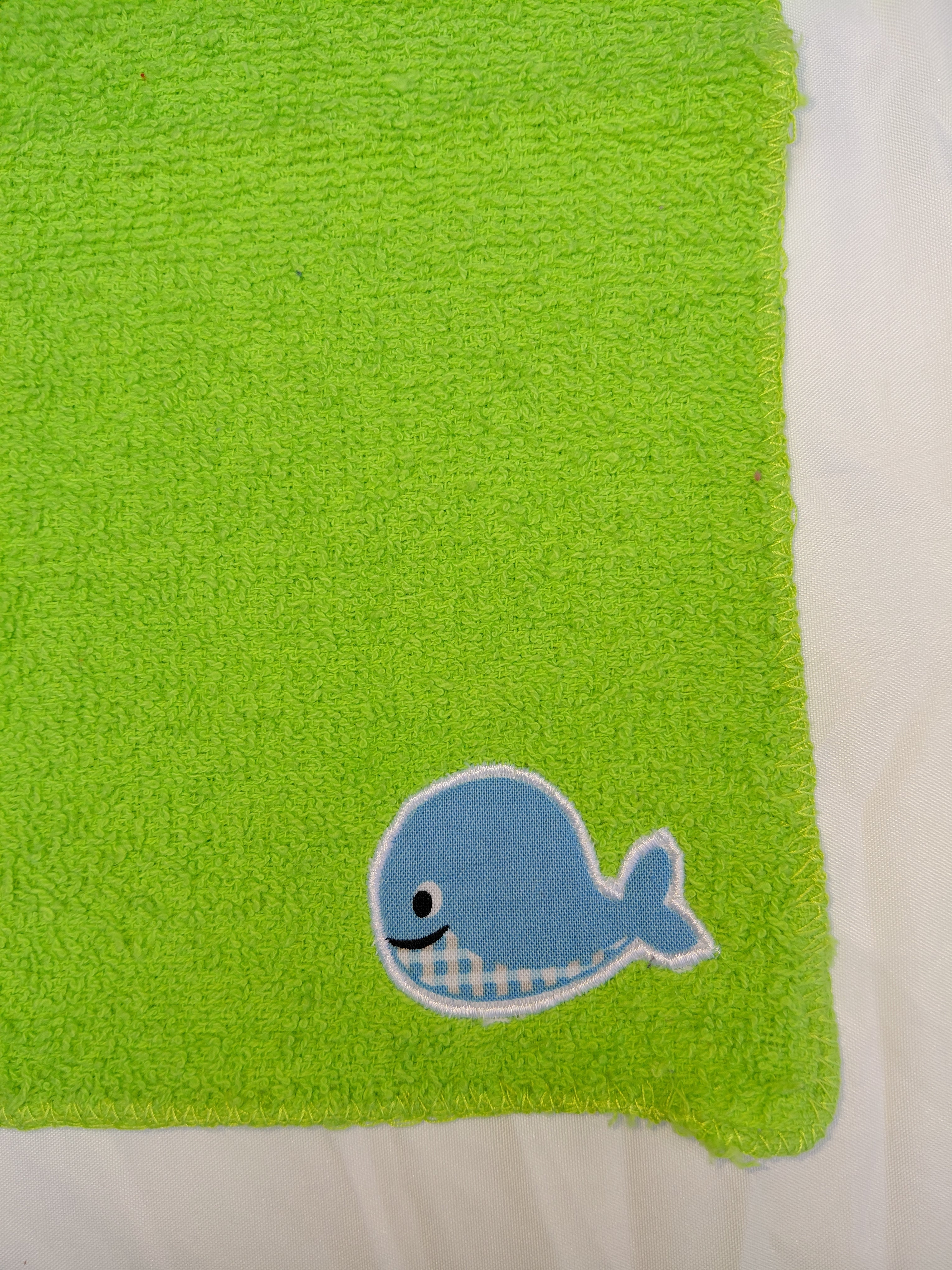 Whale Gift for Kids – Handcrafted Lime Green Washcloth, Unique Beach Gift for Ocean Lovers, Handmade Bath Accessory