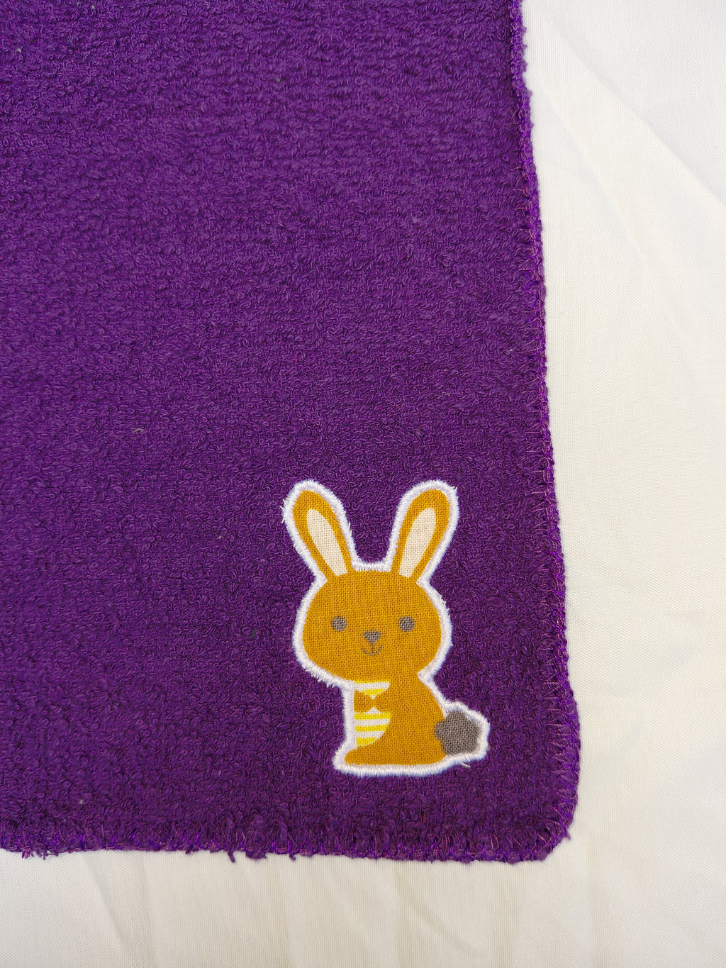 Bunny Gift for Kids – Handcrafted Deep Purple Washcloth, Unique Birthday Gift, Handmade Kids Bath Accessory