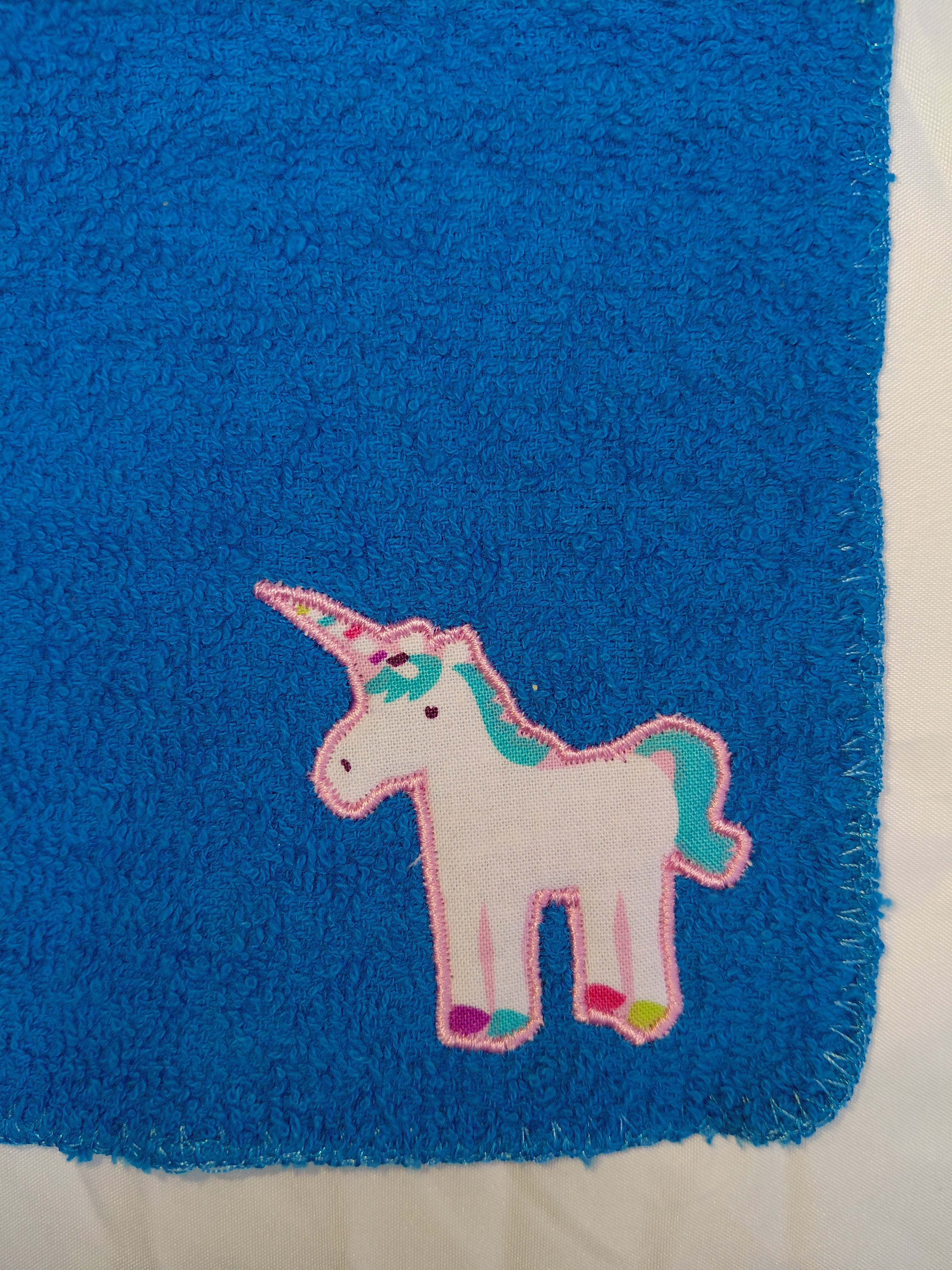Unicorn Gift for Kids – Handcrafted Aqua Blue Washcloth, Unique Birthday Gift for Girls, Handmade Kids Bath Accessory