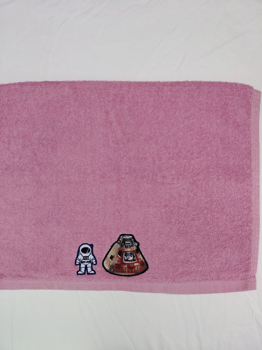 Space Gift for Kids – Handcrafted Rose Pink Hand Towel, Unique Birthday Gift for Girls, Handmade Astronaut Bath Accessory