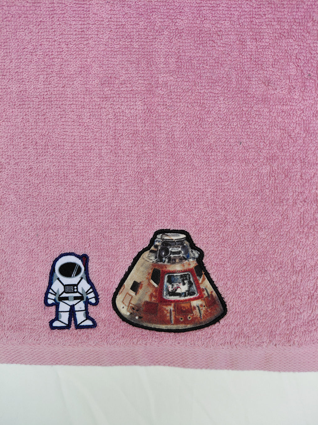 Space Gift for Kids – Handcrafted Rose Pink Hand Towel, Unique Birthday Gift for Girls, Handmade Astronaut Bath Accessory