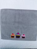 Cupcake Gift for Kids – Handcrafted Stormy Sky Gray Hand Towel, Unique Birthday Gift, Handmade Bath Accessory