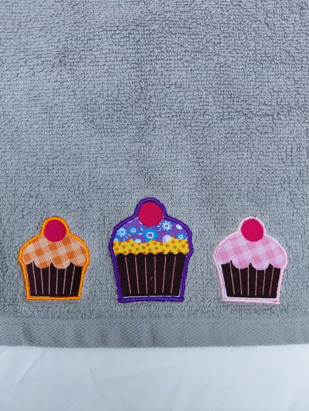 Cupcake Gift for Kids – Handcrafted Stormy Sky Gray Hand Towel, Unique Birthday Gift, Handmade Bath Accessory