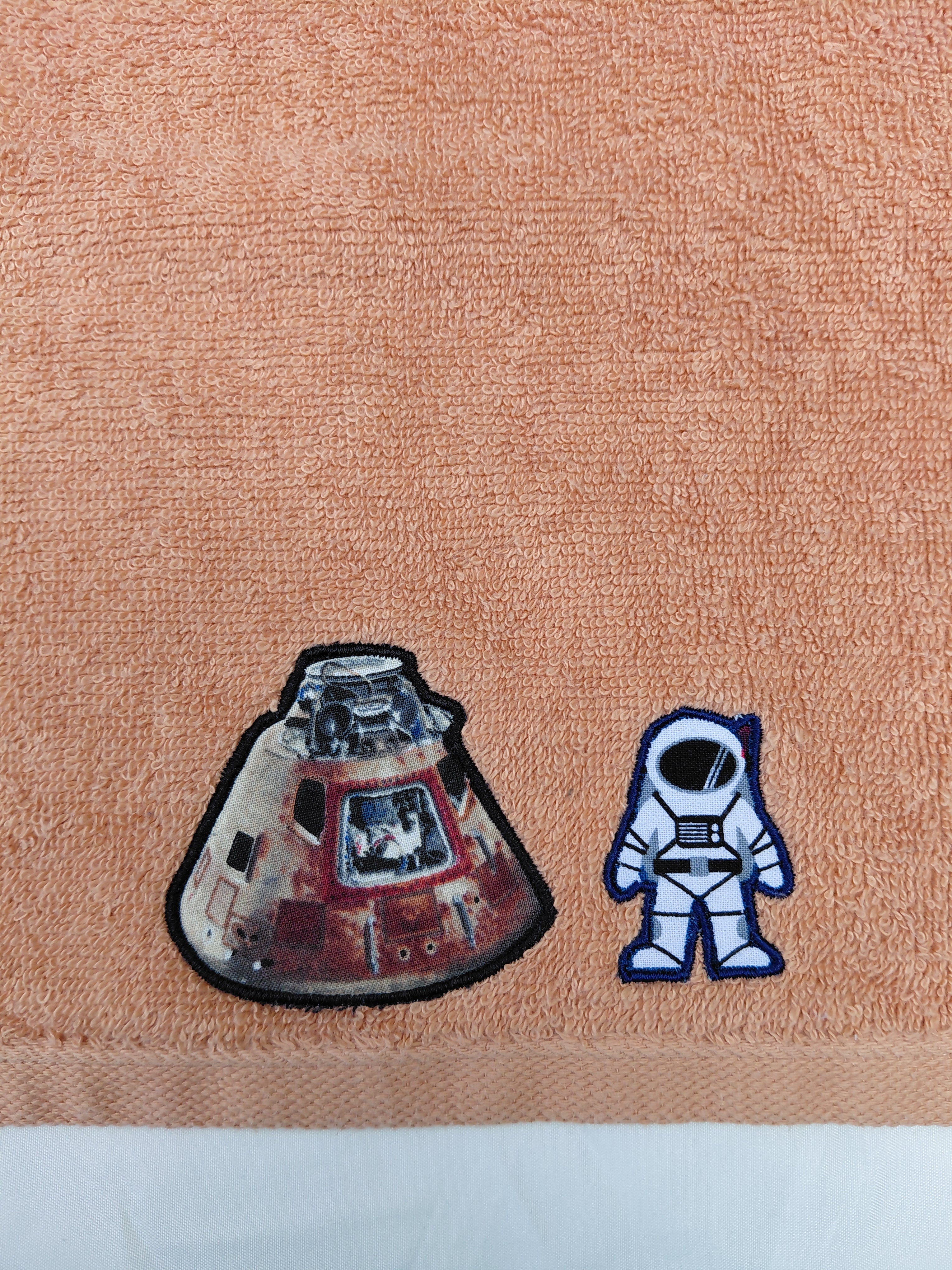 Space Gift for Kids – Handcrafted Burnt Orange Hand Towel, Unique Birthday Gift for Boys, Handmade Astronaut Bath Accessory