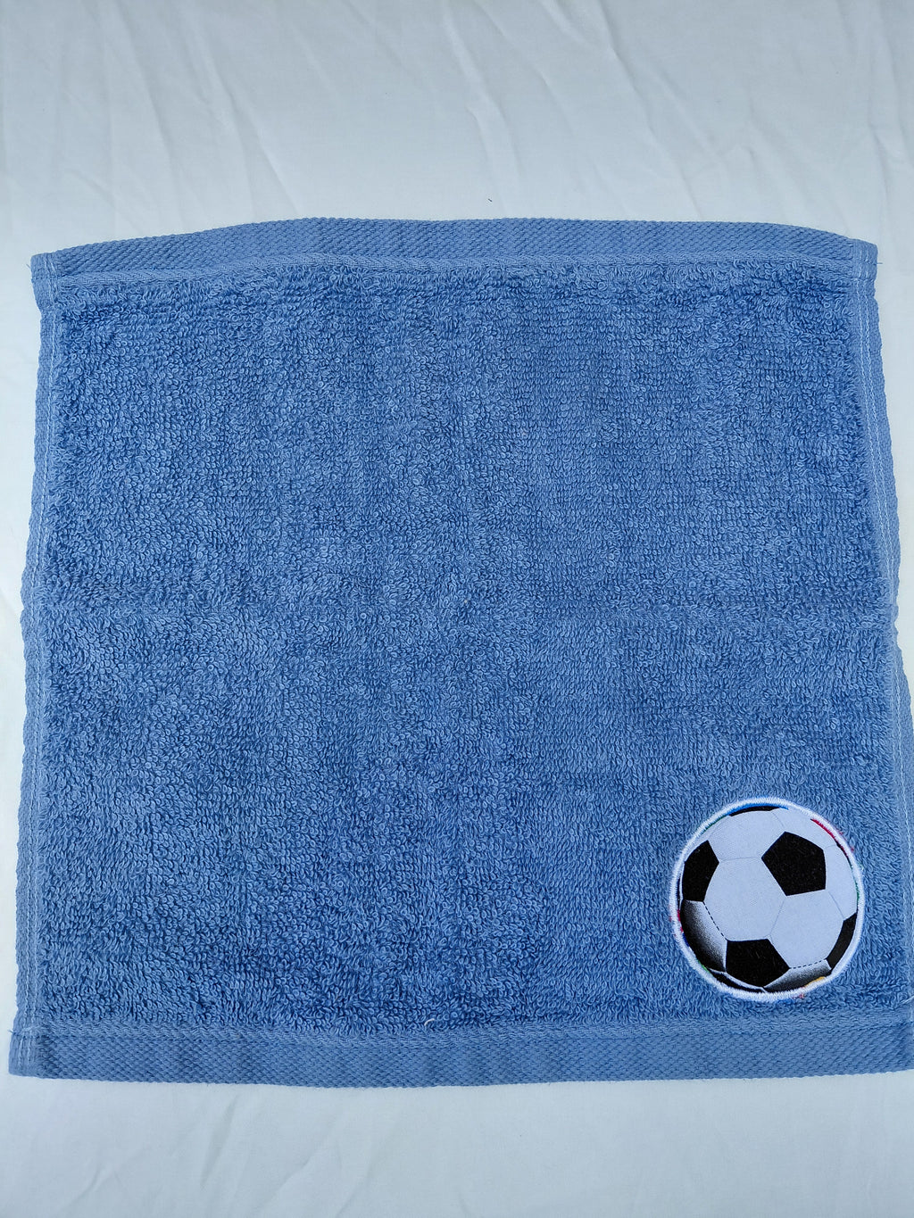 Soccer Gift for Players – Handcrafted Sky Blue Washcloth, Unique Gift for Soccer Fans, Handmade Bath Accessory