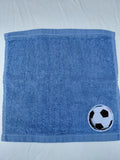 Soccer Gift for Players – Handcrafted Sky Blue Washcloth, Unique Gift for Soccer Fans, Handmade Bath Accessory