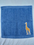 Giraffe Gift for Kids – Handcrafted Sky Blue Washcloth, Unique Birthday Gift for Animal Lovers, Handmade Bath Accessory