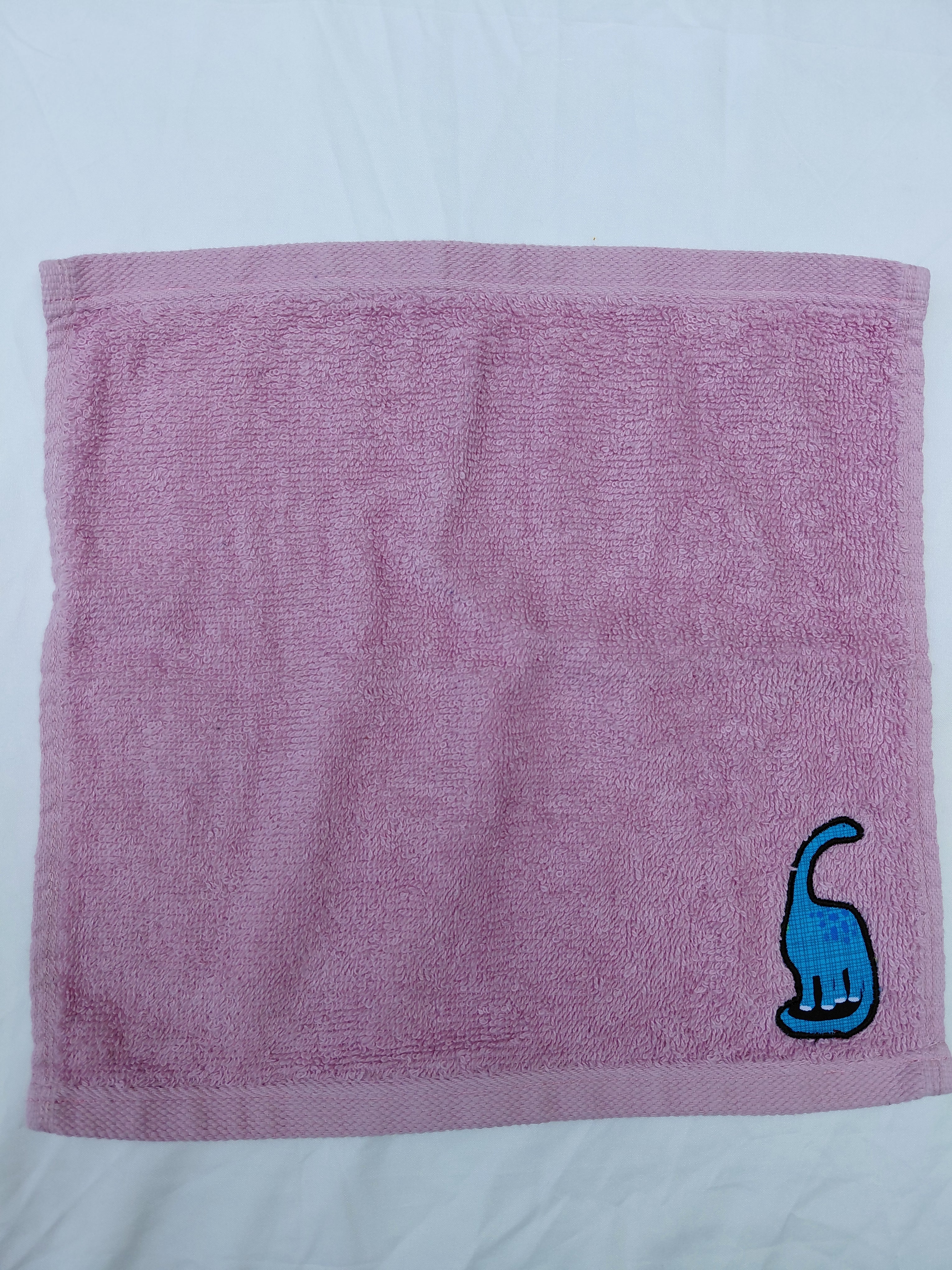 Dinosaur Gift for Girls – Handcrafted Rose Pink Washcloth, Unique Birthday Gift for Kids, Handmade Bath Accessory