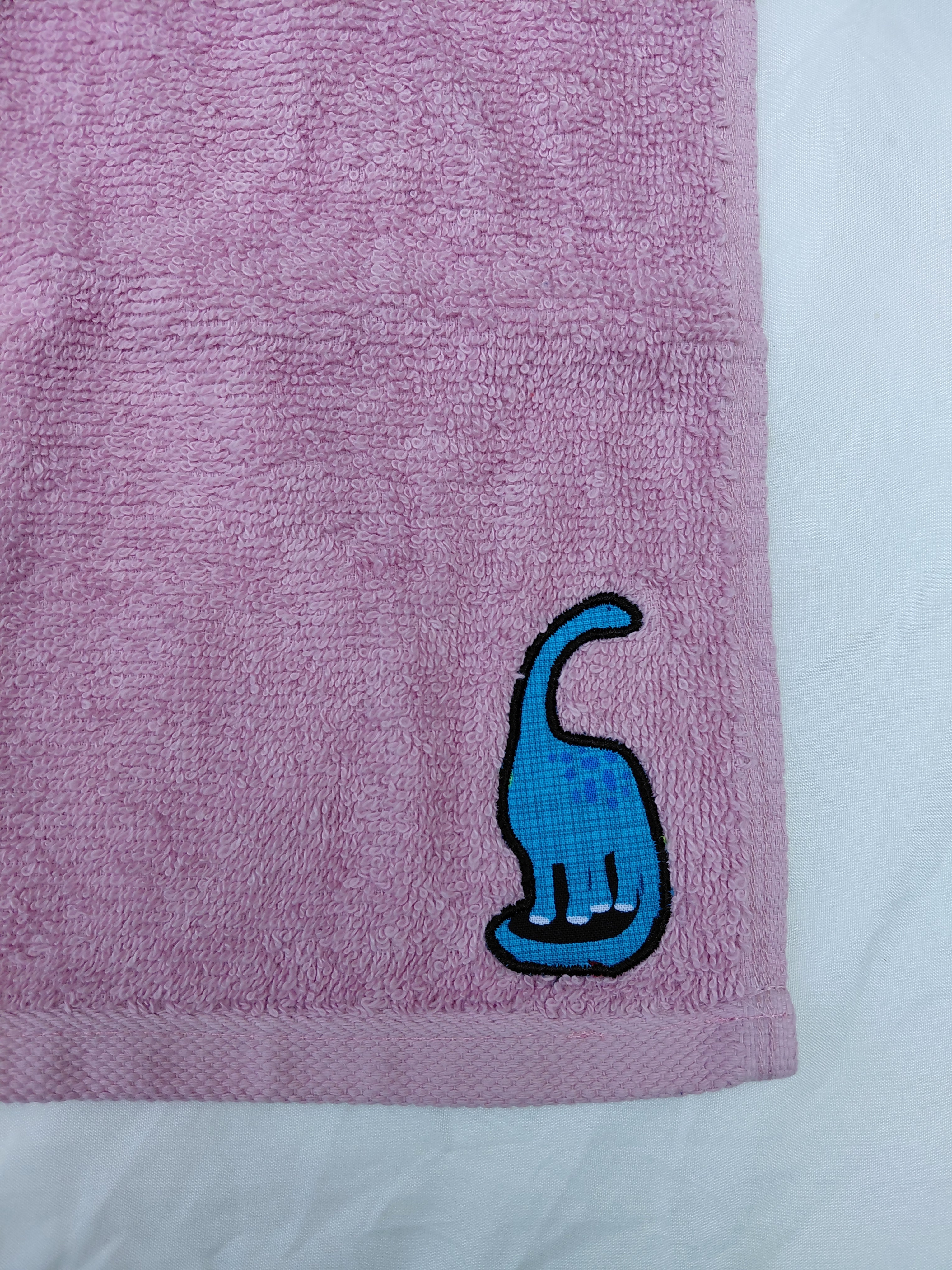 Dinosaur Gift for Girls – Handcrafted Rose Pink Washcloth, Unique Birthday Gift for Kids, Handmade Bath Accessory