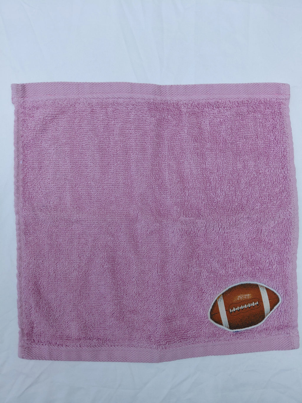 Football Gift for Girls – Handcrafted Rose Pink Washcloth, Unique Gift for Football Fans, Handmade Bath Accessory