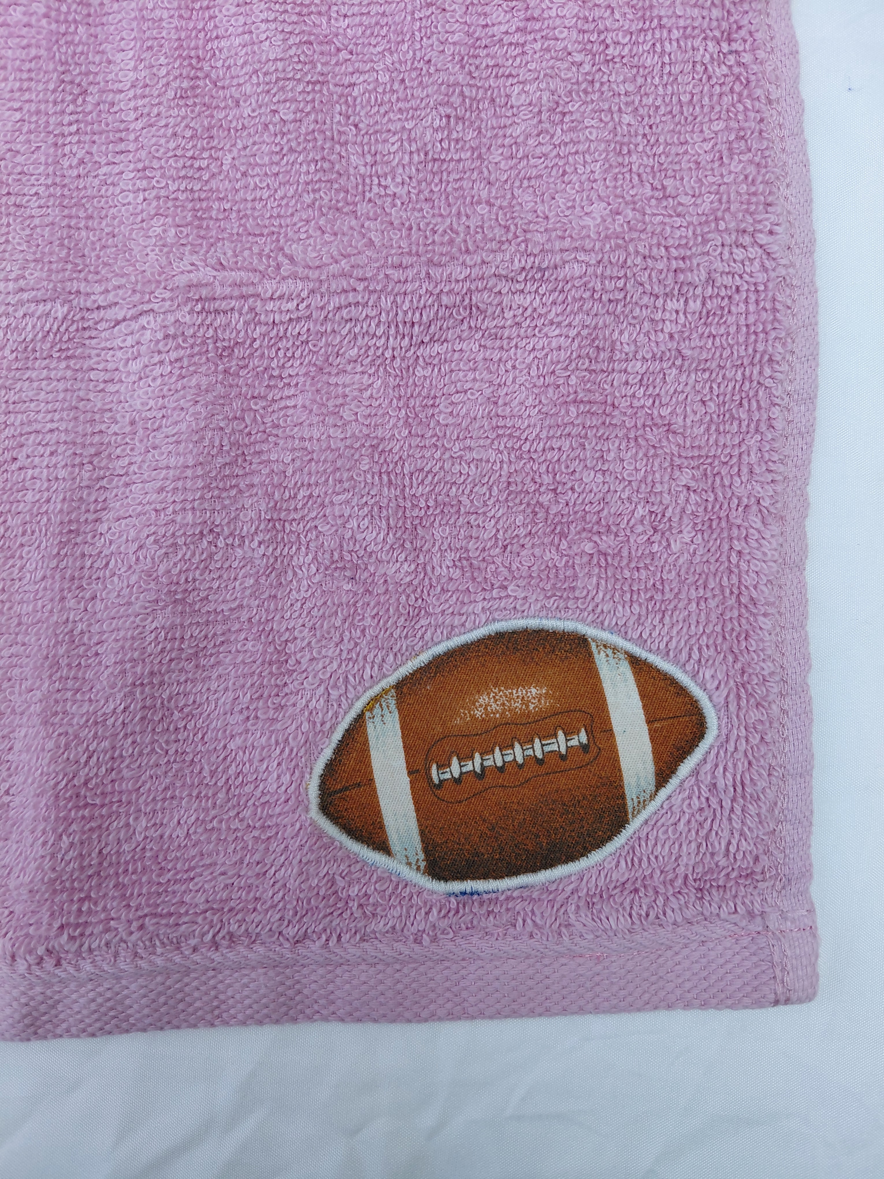 Football Gift for Girls – Handcrafted Rose Pink Washcloth, Unique Gift for Football Fans, Handmade Bath Accessory