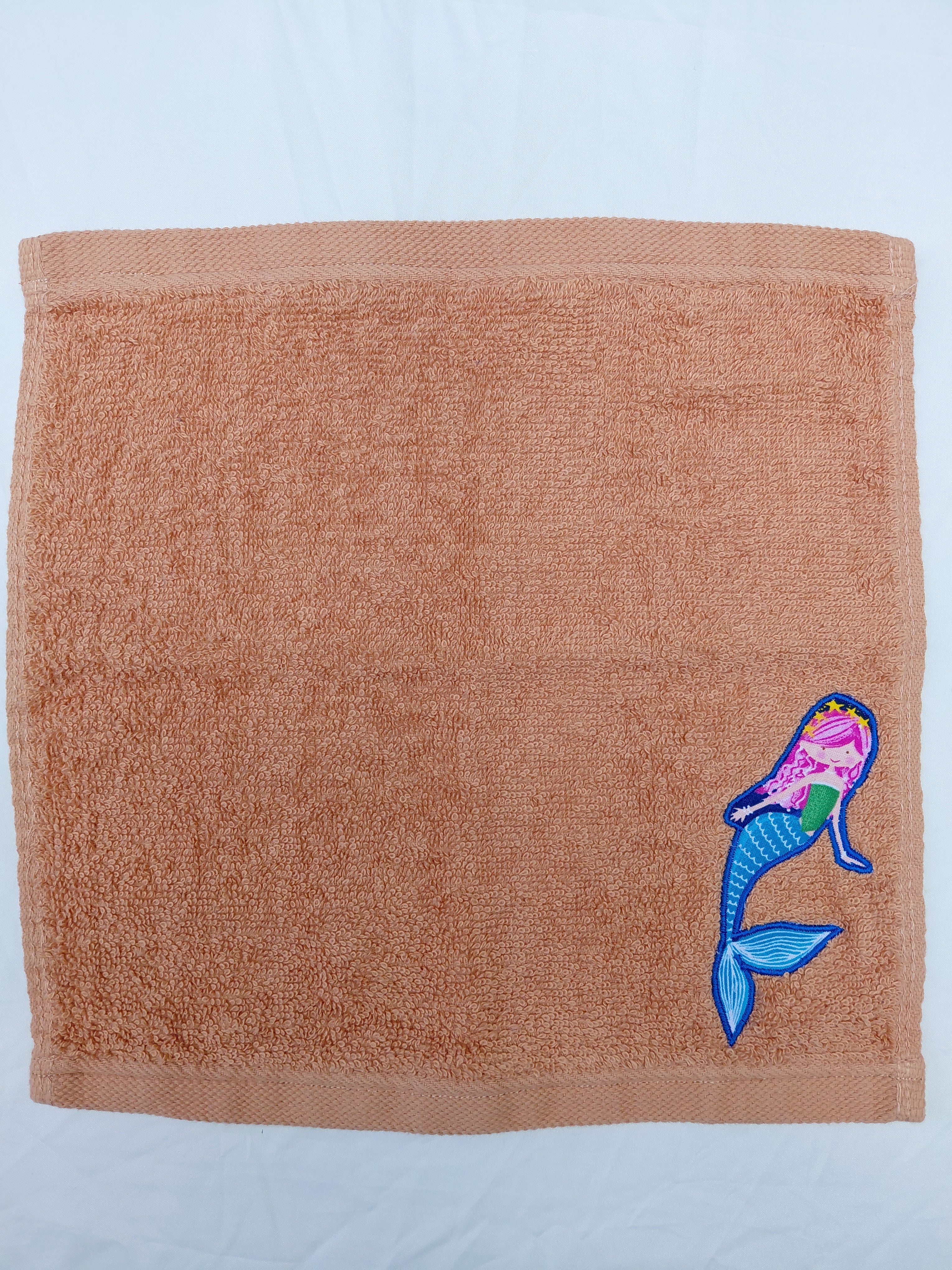 Mermaid Gift for Kids – Handcrafted Burnt Orange Washcloth, Unique Birthday Gift for Girls, Handmade Bath Accessory