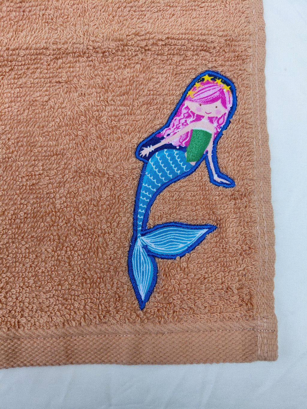 Mermaid Gift for Kids – Handcrafted Burnt Orange Washcloth, Unique Birthday Gift for Girls, Handmade Bath Accessory