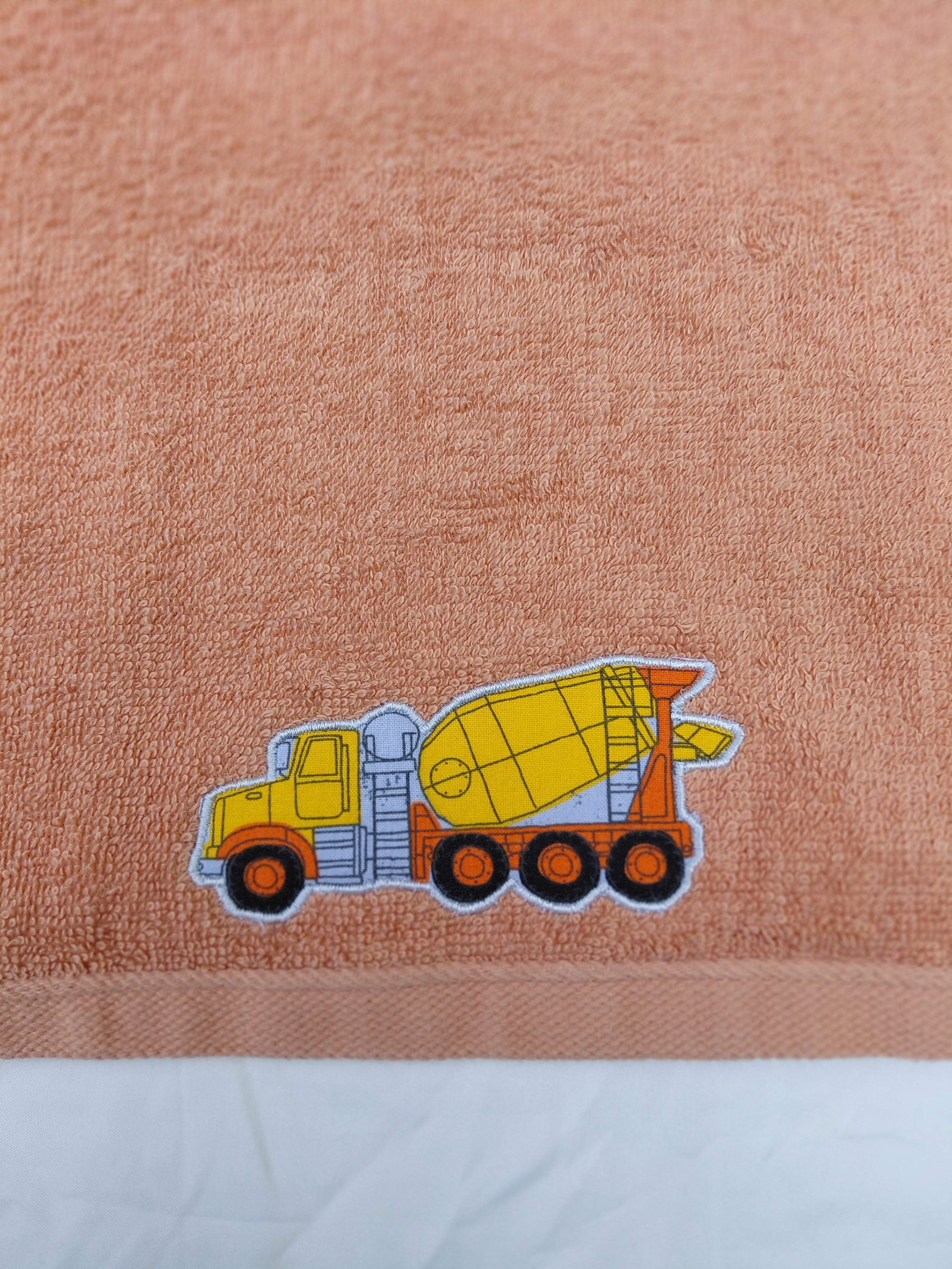 Truck Gift for Kids – Handcrafted Burnt Orange Hand Towel, Unique Birthday Gift for Boys, Handmade Bath Accessory