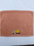 Truck Gift for Kids – Handcrafted Burnt Orange Hand Towel, Unique Birthday Gift for Boys, Handmade Bath Accessory