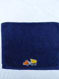 Truck Gift for Kids – Handcrafted Dark Blue Hand Towel, Unique Birthday Gift for Boys, Handmade Bath Accessory