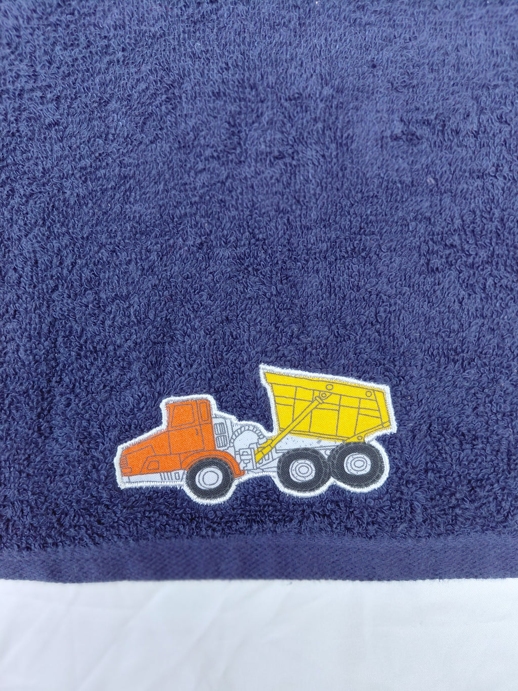 Truck Gift for Kids – Handcrafted Dark Blue Hand Towel, Unique Birthday Gift for Boys, Handmade Bath Accessory