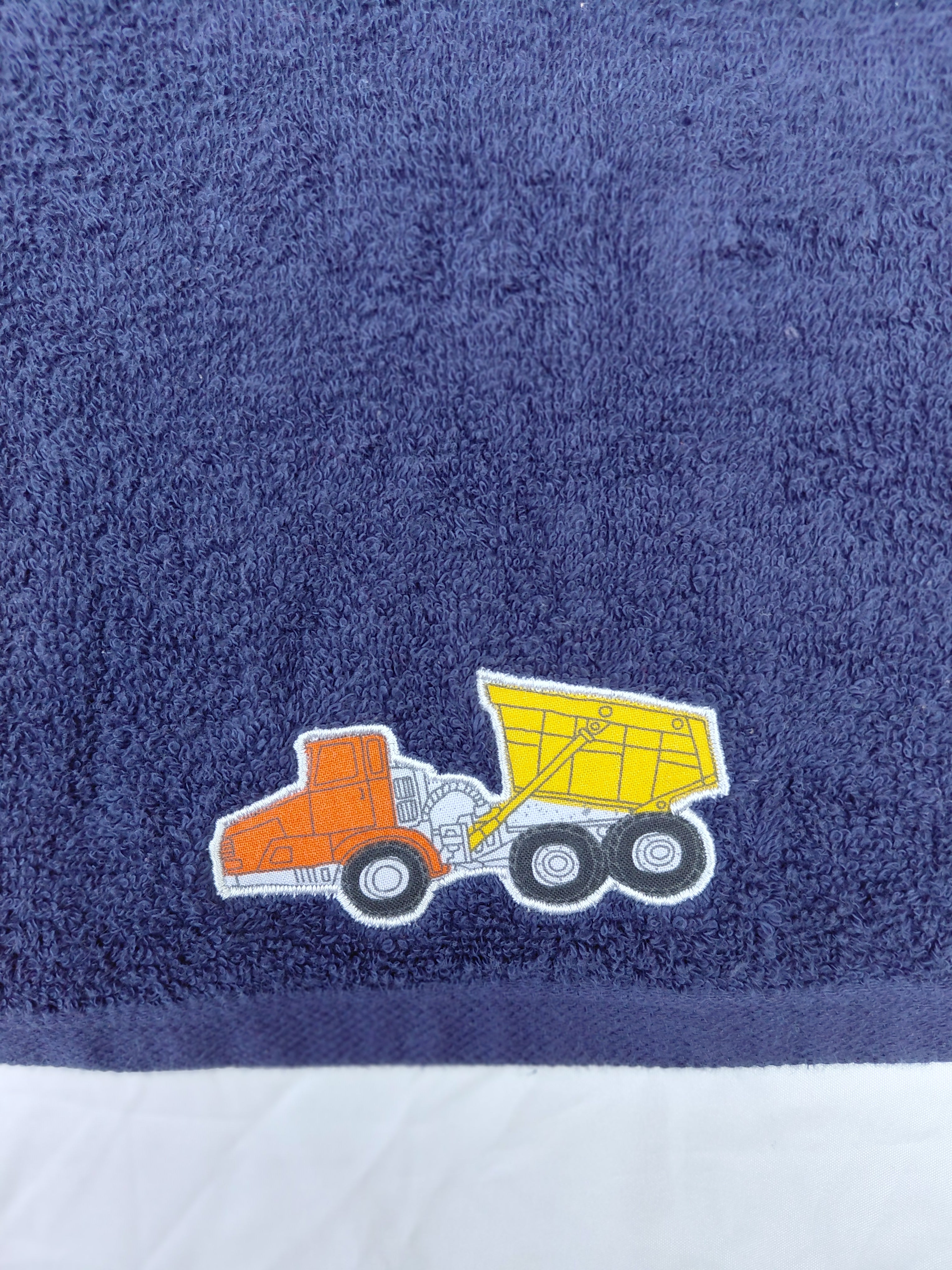 Truck Gift for Kids – Handcrafted Dark Blue Hand Towel, Unique Birthday Gift for Boys, Handmade Bath Accessory