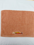 Fishing Gift for Dad – Handcrafted Burnt Orange Hand Towel, Unique Gift for Fishermen, Handmade Bath Accessory