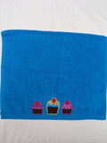 Cupcake Gift for Kids – Handcrafted Aqua Hand Towel, Unique Birthday Gift for Baking Lovers, Handmade Bath Accessory