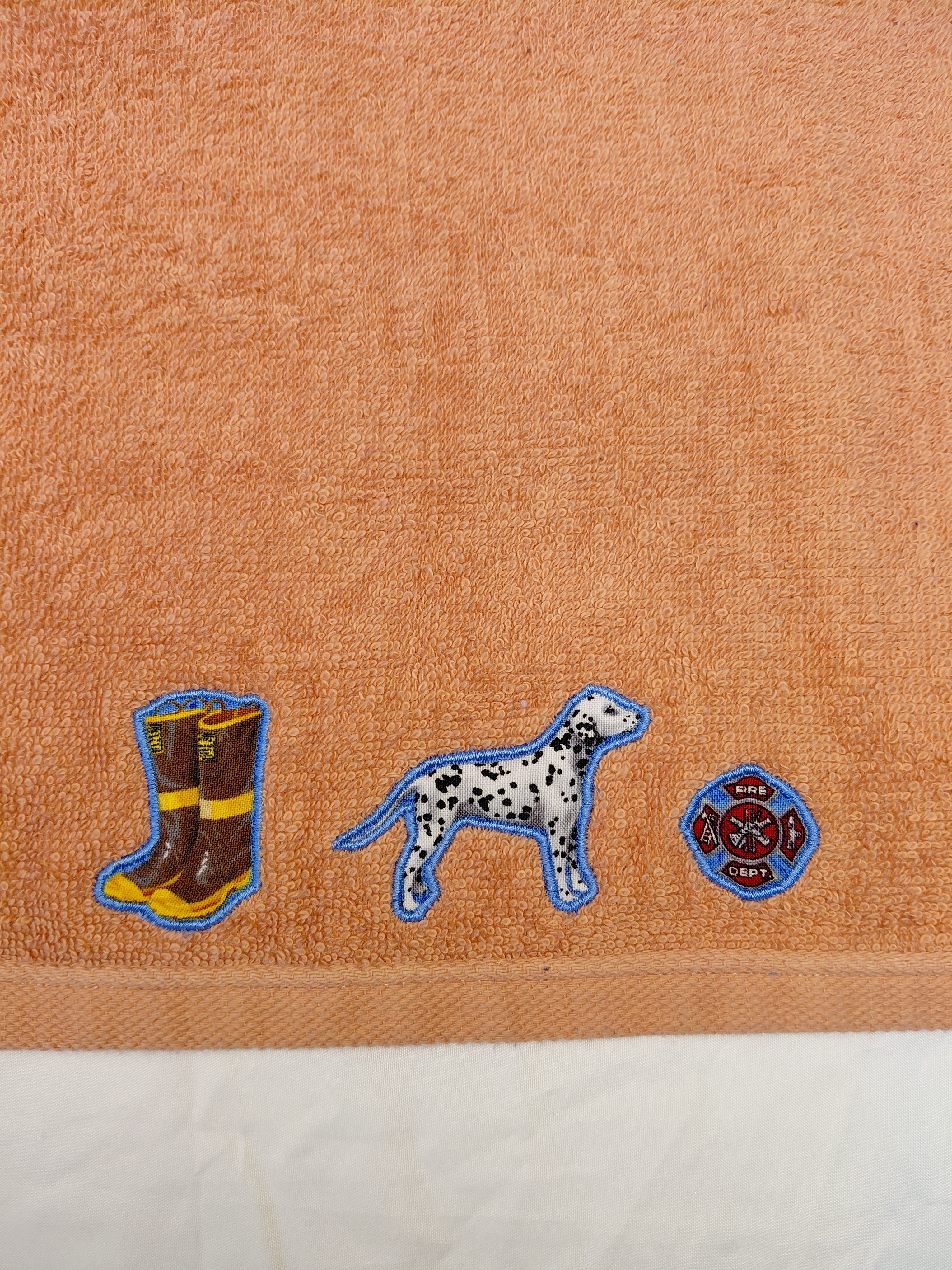 Firefighter Gift for Kids – Handcrafted Burnt Orange Hand Towel, Unique Gift for Firefighter Fans, Handmade Bath Accessory
