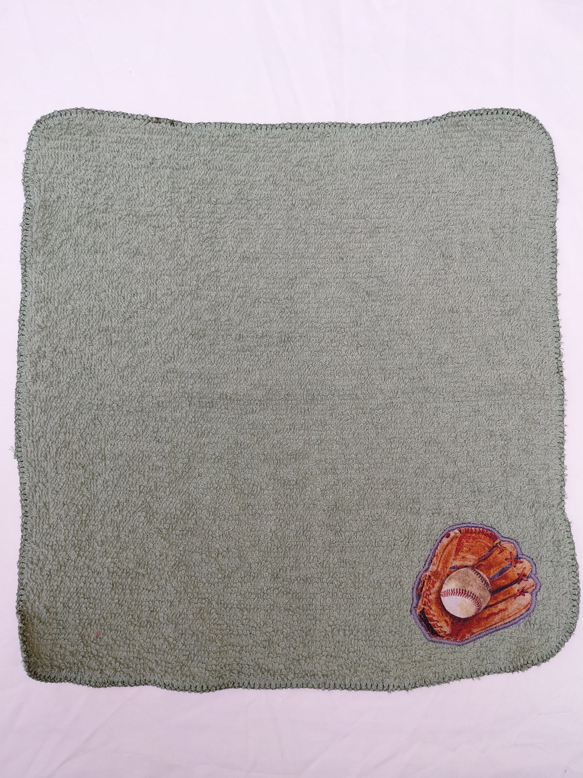 Baseball Gift for Players – Handcrafted Sage Green Washcloth, Unique Gift for Baseball Fans, Handmade Bath Accessory