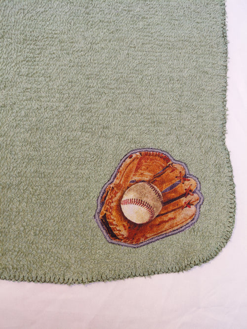 Baseball Gift for Players – Handcrafted Sage Green Washcloth, Unique Gift for Baseball Fans, Handmade Bath Accessory