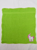 Unicorn Gift for Kids – Handcrafted Lime Green Washcloth, Unique Birthday Gift for Kids, Handmade Bath Accessory